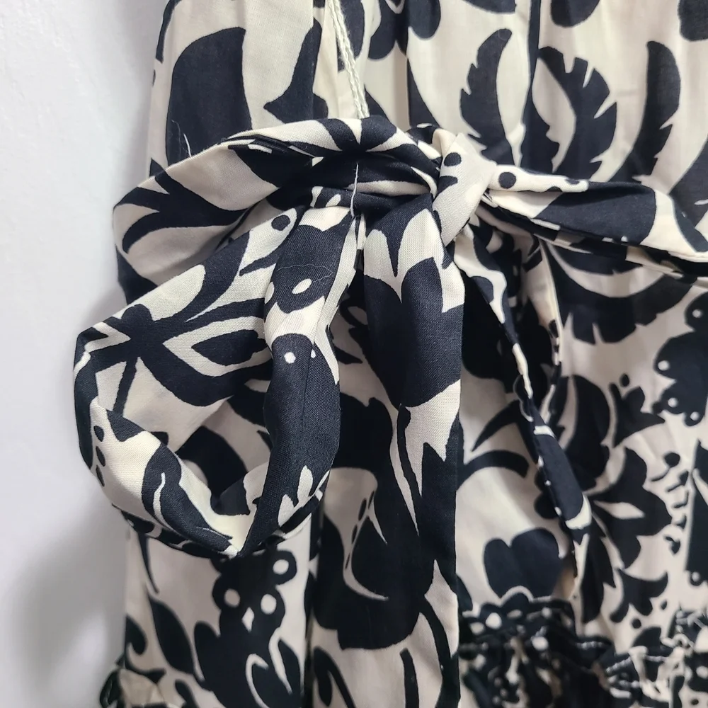 Ann Taylor Monochrome Floral‎ Sleeveless Midi Dress 8P